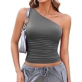 Avidlove Womens One Shoulder Top Summer Going Out Crop Tank Tops Y2K Tops Fashion Cami Outfit Cute Tops