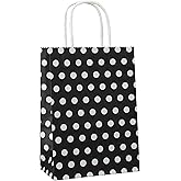 ADIDO EVA 25 PCS Gift Bags Black Kraft Paper Bags with Handles Black Polka Dots Paper Party Favor Bags for Kid’s Birthday Wedding Baby Shower Holiday Party (8.2 x 6 x 3.1 in)