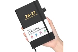 OMEYA 2026-2027 Pocket Calendar Planner: Weekly & Monthly Academic Planner 6.35 × 3.8 in, July 2026 – June 2027, Black PU Lea