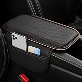 TASHUN Car Center Console Cover - Quilted Leather Armrest Organizer With Storage Pockets