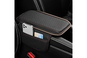 Upgraded Universal Car Center Console Cover for SUVs & MPVs, Microfiber Leather Armrest Cover with Storage Bags, Comfortable 