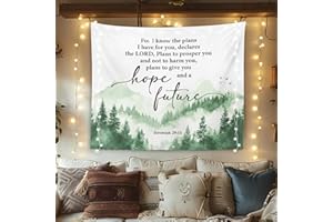 OXW Bible Verses Christian Tapestry Wall Hanging for Bedroom, Jeremiah 29 11 For I Know The Plans I Have For You Wall Art, Bible Scripture Wall Decor, Christian Bible Verses Wall Decor, 50×60 inches
