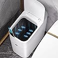 MOPUP Bathroom Trash Can, Automatic Bagging Garbage Can, 3.5 Gallon Slim Smart Small Plastic Trash Bin, Narrow Motion Sensor Trash Can for Bedroom, Office White
