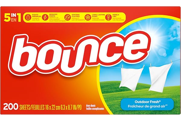 Bounce Dryer Sheets, Outdoor Fresh Scent Fabric Softener Sheets, 200 Count