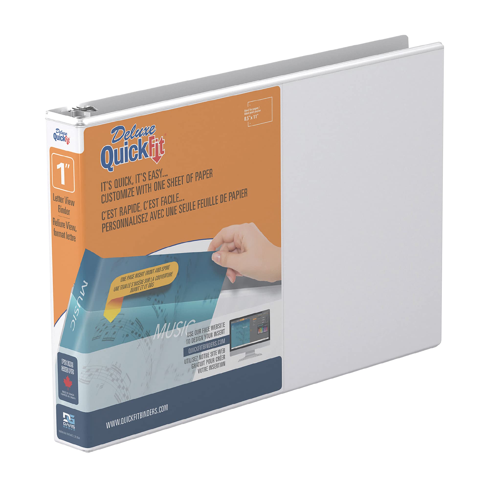 QuickFit Heavy-Duty Landscape 3-Ring Binder, Round Ring, 8 1/2 Inches by 11 Inches, 1 Inch, White