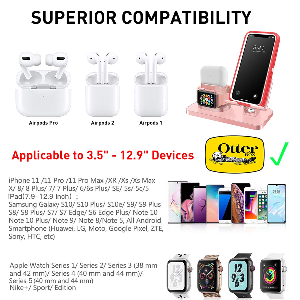 Aicase 3 In 1 Charging Stand Compatible With Iwatch Series 5 4 3 2 1 Airpods Pro 2 1 And Iphone 11 11 Pro 11 Pro Max X Xs Xs Max Xr 8 8plus 7 7 Plus 6s 6s Plus Amazon In Electronics