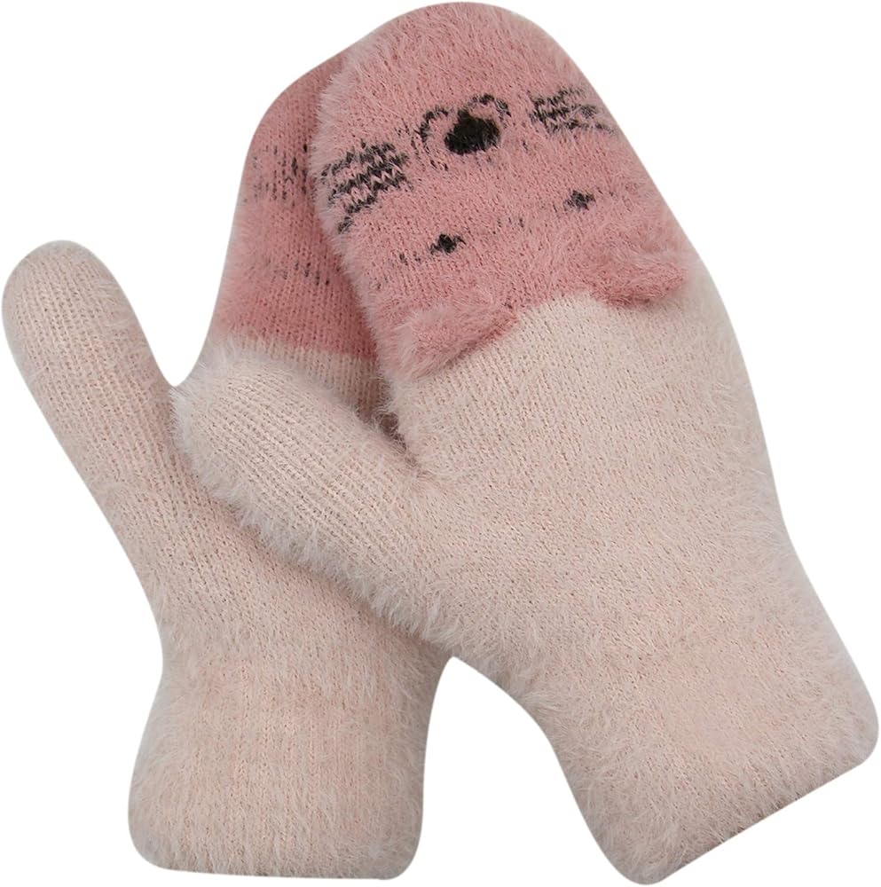 Cute Cat Face Furry Winter Full Finger 