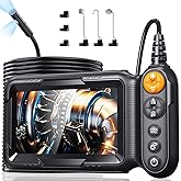 Borecope with Light 5M, 5in Dual Lens Endoscope Camera with Light, Digital Inspection Camera, 7.9mm IP67 Waterproof Endoscope, 5M/16.4FT Semi-Rigid for Car Wall Plumbing-6PCS ACCS
