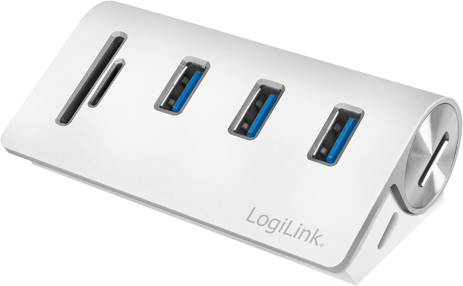 LogiLink CR0045 - USB 3.0 Hub (3 Port) with Card Reader for SD+Micro SD Memory Cards, Aluminum Case, for Windows/MAC OS/Linux, Silver - Image 3