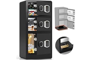 POVANJE 8.4 Cuft Heavy Duty Safe Box, Large Home Safes With TRIPLE DOOR, LCD Keypad Keys, Smart Alert, Mute Mode, Anti-Theft Personal Digital Security Document Safe For Money Office Business Jewelry