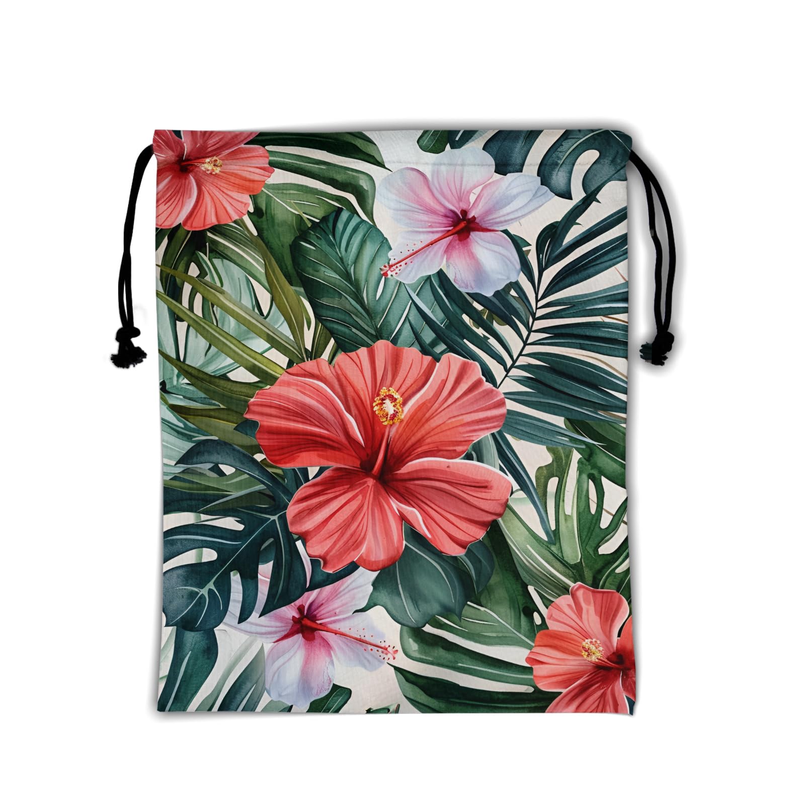 Photo 1 of Hibiscus Floral Gymnastic Grip Bag Summer Tropical Flowers Drawstring Bag for Gym Dance Aerobics