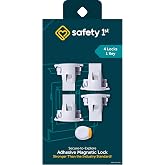 Safety 1st Adhesive Magnetic Cabinet Locks, Includes 4 Child Locks for Cabinets &amp; Drawers, 1 Key, White