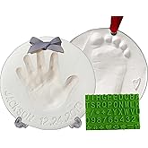 Baby Handprint Footprint Keepsake Ornament Kit (Makes 2) - Bonus Stencil for Personalized Christmas, Newborn, New Mom & Showe