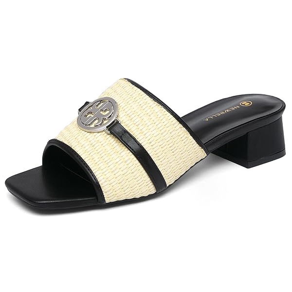 NEWBELLA HEELED SANDALS FOR WOMEN KNIT SQUARE OPEN...