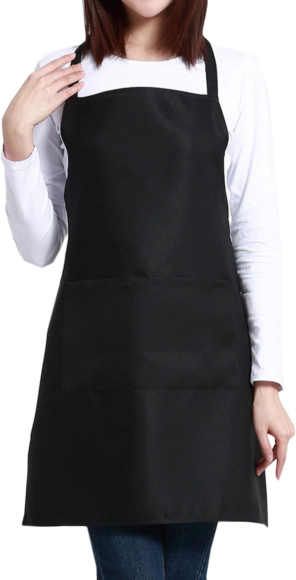 ALLICERE Unisex Black Professional Plus Size Bib Apron Home Kitchen Garden Restaurant Coffee Shop Bar Pub Bakery Aprons