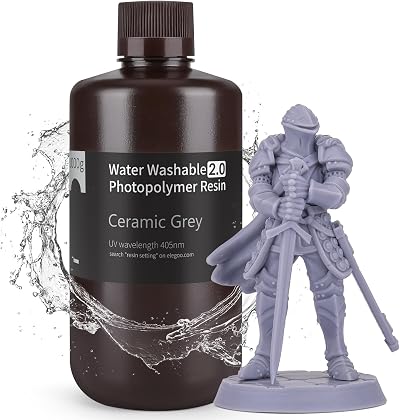 ELEGOO Water Washable Resin 2.0 405nm Grey 1KG Low Shrinkage High Detail
