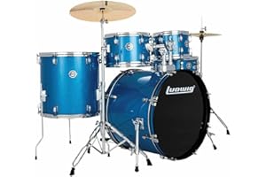 Ludwig Accent Drive Blue 5-Piece Drum Set (Includes Hardware, Throne, Pedal, Cymbals, Sticks and Drum Key)