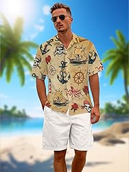 Hawaiian Shirts for Men Summer Beach Casual Short