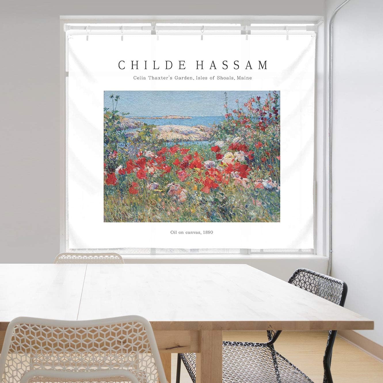 SANGSANGHOO Tapestry Wall Haning Child Hassam Celia Thaxter Garden 59x51 Art Home Decoration for Living Room Bedroom