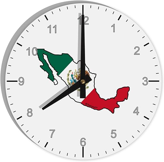 TooLoud Mexico Outline Mexican Flag 8" Round Wall Clock
