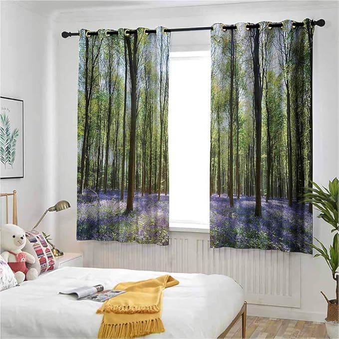 Woodland Grommet Curtain Bluebells in Wepham Woods