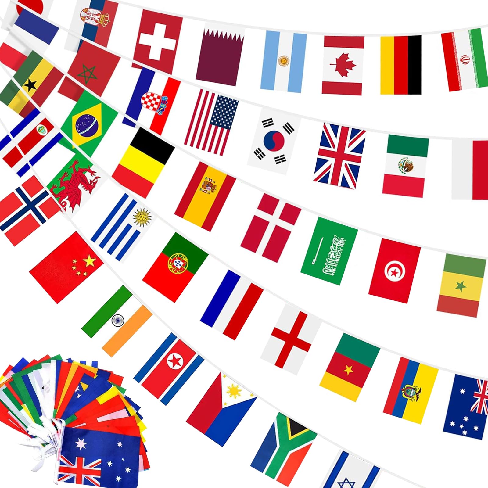 Photo 1 of 100 Countries String Flag Banner,98FT World Flags Bunting Banners,International Mini Flags Garland for Bar/School/Olympic/Sports Events/World Cup/Around The World Party/International Party/Multicultural Decorations
