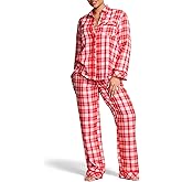 Victoria's Secret Women's PINK Flannel Pajama Set, Long Sleeve Button Down Shirt & Pants, Sleepwear for Women