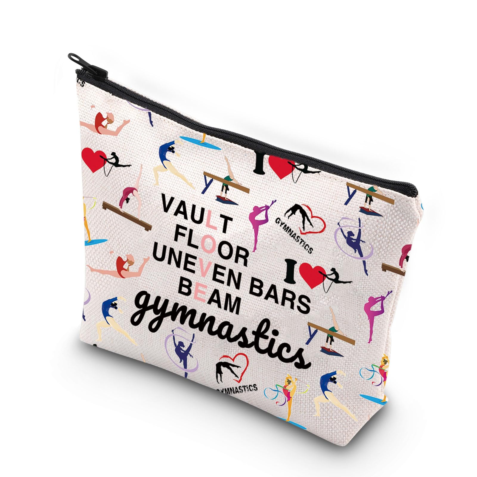 Gymnastics Cosmetic Makeup Bag Gymnastics Lover Gift - Team Zipper Pouch (Cotton, Bars Beam 1UK)