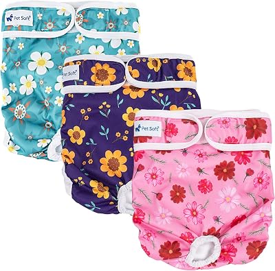 Pet Soft Washable Dog Nappies Female 3 Pack Medium 14-19 Waist