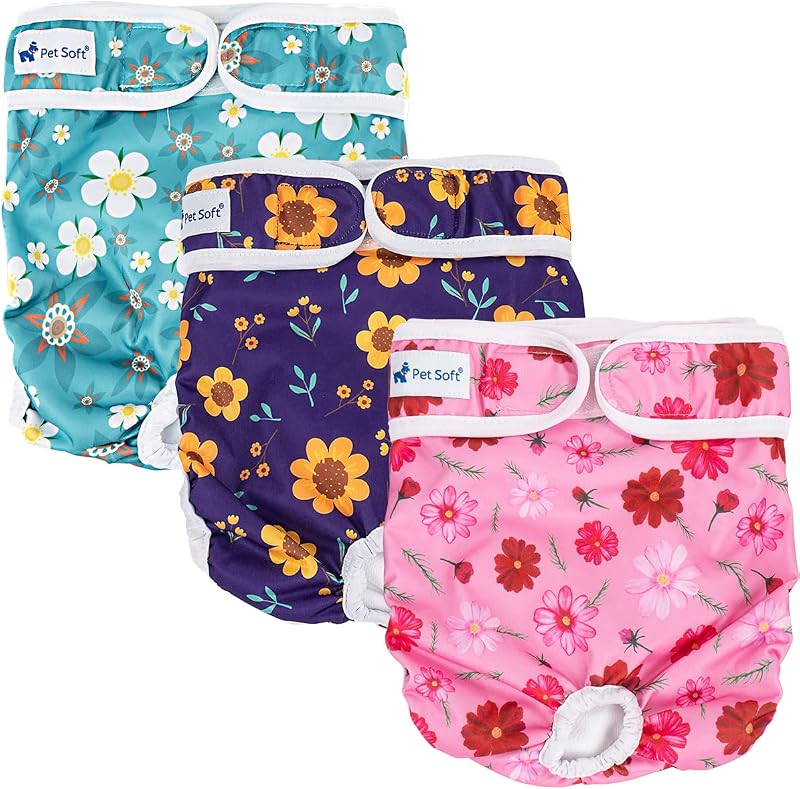 Pet Soft Washable Dog Nappies Female 3 Pack Medium 14-19 Waist