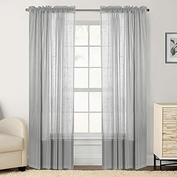 Amazon Com Linen Look Sheer Curtains For Bedroom 96 Inch Length