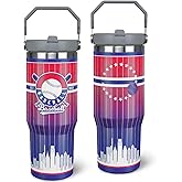 30oz Philadelphia Tumbler with Handle and Straw, Philadelphia Gifts for Men, Stainless Steel Vacuum Insulated Flip Straw Spill Proof Travel Mug Cup (1 Piece)