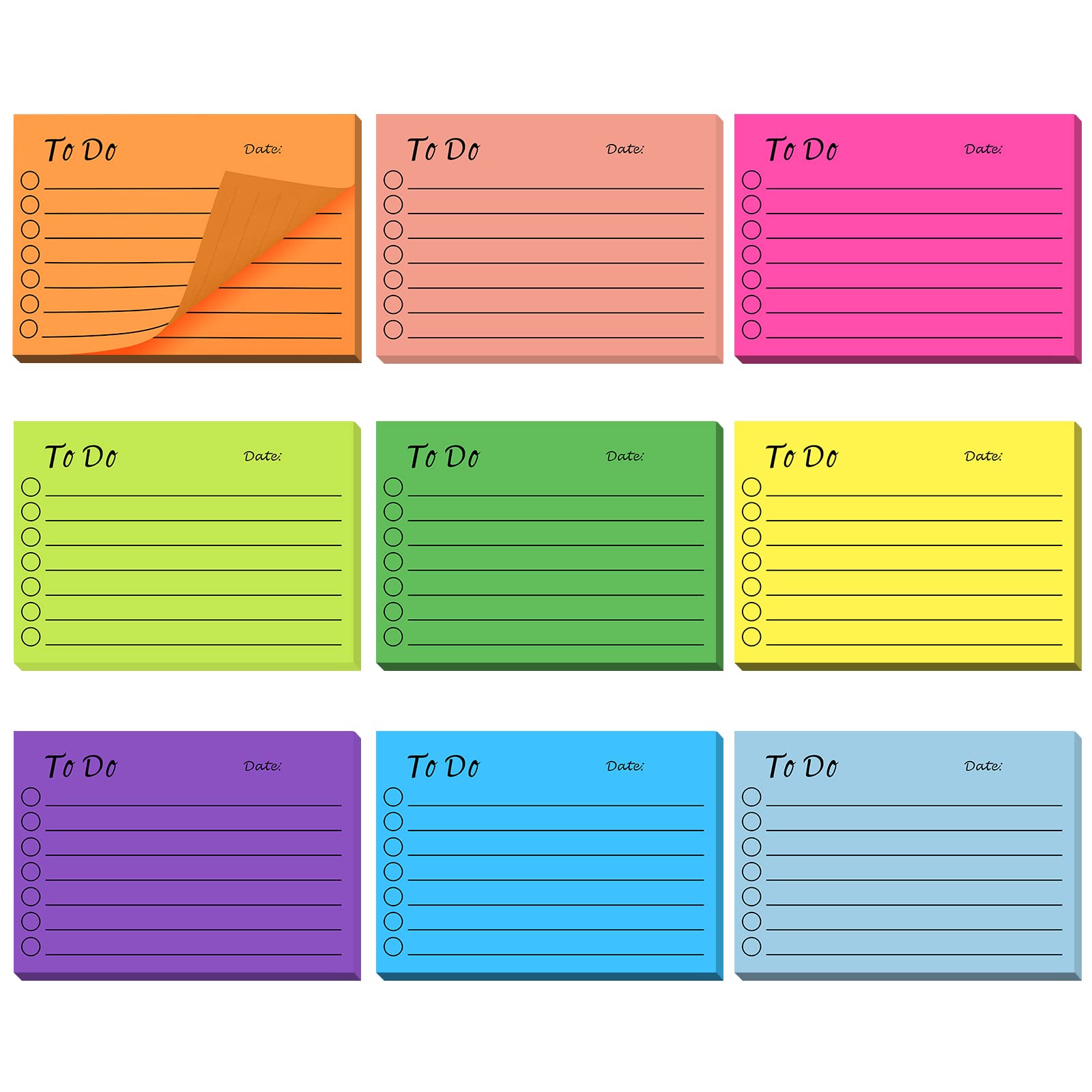 Vicloon Lined Sticky Notes - 450pcs Vertical Self Sticky Notes Pad Assorted Colors for Office, Home, School, Meeting