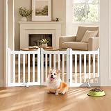 Yaheetech Wooden Dog Gate Indoor 3 Panels 61 cm H 152 cm L White view 2