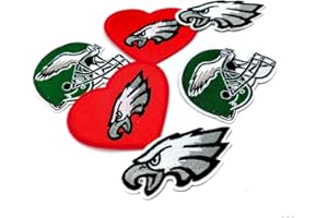 ZTHGS 6Pcs for Eagles Iron On Sew On Embroidery Patch, Helmet and Heart Logo Iron-on Patch for Jacket Backpack Jeans Jacket Man&Woman