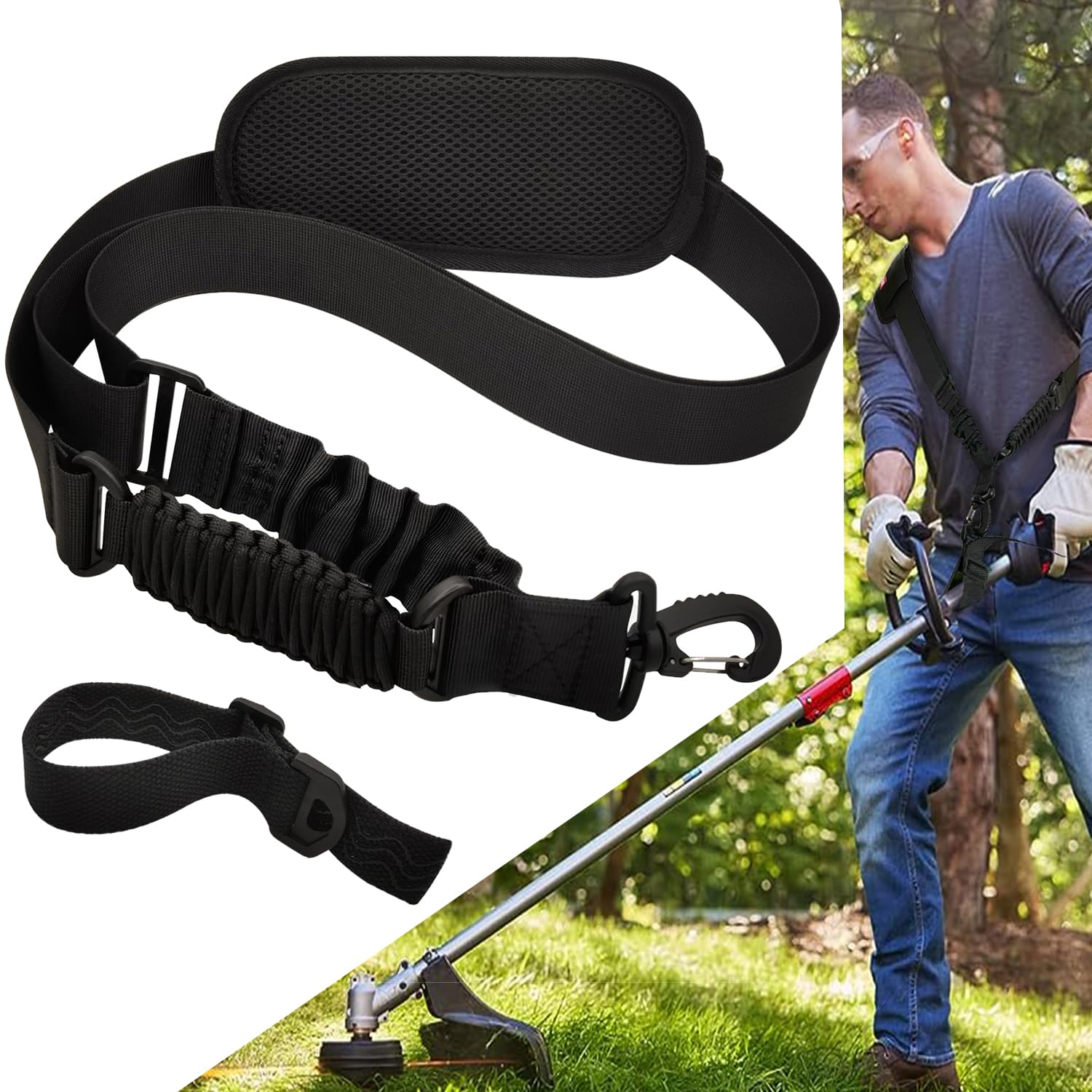 Photo 1 of NeJesZoe Trimmer Strap Upgraded for Weed Shoulder Strap Easy Release Brush Cutter Harness Blower Strap Universal Compatible with EGO/Greenworks/DEWALT String Trimmers, Leaf Blower, Shrub Trimmer