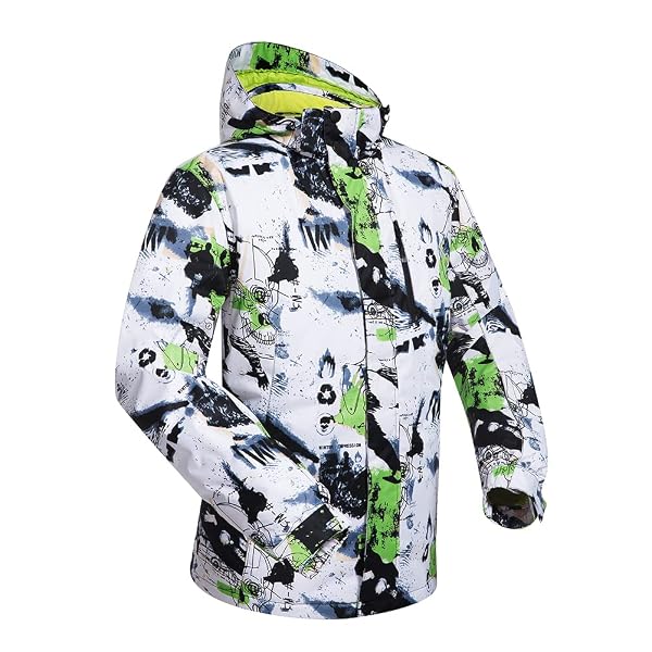 MENS SKI JACKET AND PANTS SET SKI SUIT WINTER WATERPROOF WINDPROOF HOODED SNOW COAT 2 PIECES SNOWBOARDING SNOWSUITS GREEN+BLACK-M