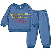 SunoZee Toddler Baby apparently i like formula one Long Sleeve Sweatshirt Top Jogger Pants Set Cute Fall Winter Clothes Set
