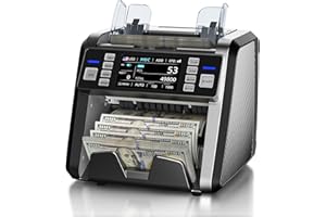 Aneken Mixed Denomination Money Counter Machine, Value Counting, Mixed Counting with 2 CIS/UV/MG/IR/DD/DBL/HLF/CHN, Counterfeit Bill Detection, Cash Counter with Touch Screen