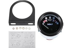 VekAuto 2" 52mm DC 12V Voltage Gauge White Light Analog Voltmeter Gauge 8-16V W/Sensor and Bracket Universal Car Voltage Mete