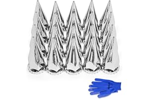 HQALTY 20Pcs Lug Nut Covers 32mm/33mm Spike Nut Covers ABS Chrome Plastic Anti-Rust Thread-on Pointed Nut Cover Caps for Semi Truck