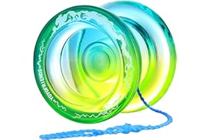 7YO Professional Responsive Yoyo for Beginners, Fingerspin Yoyo for Kids, Dual Purpose Yo-yo AOE Tug Return with 10 Strings, Bag, KK Bearing, Axle, Bearing Removal Tool (Blue Yellow)