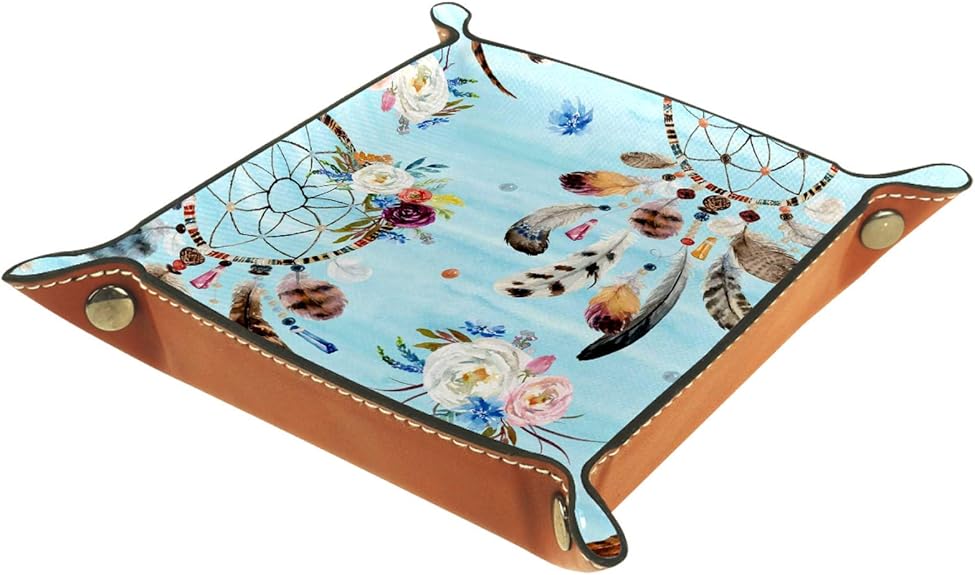 Ledertablett,Schmucktablett Dekoplatte,Stammes-Zierblumen der