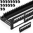 Everest 48 Port Keystone Patch Panel (1-Pack) - Removable 6-Port Panels - Use with Slim Profile Keystones ONLY (Wider Jacks May not fit Side by Side) - 16 Blank Keystone Jack Inserts Included
