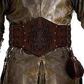 bcehyaa Medieval Viking Wide Belt - Renaissance Faux Leather Pirate Belt Pouch for Men & Women LARP, Halloween, Cosplay Party