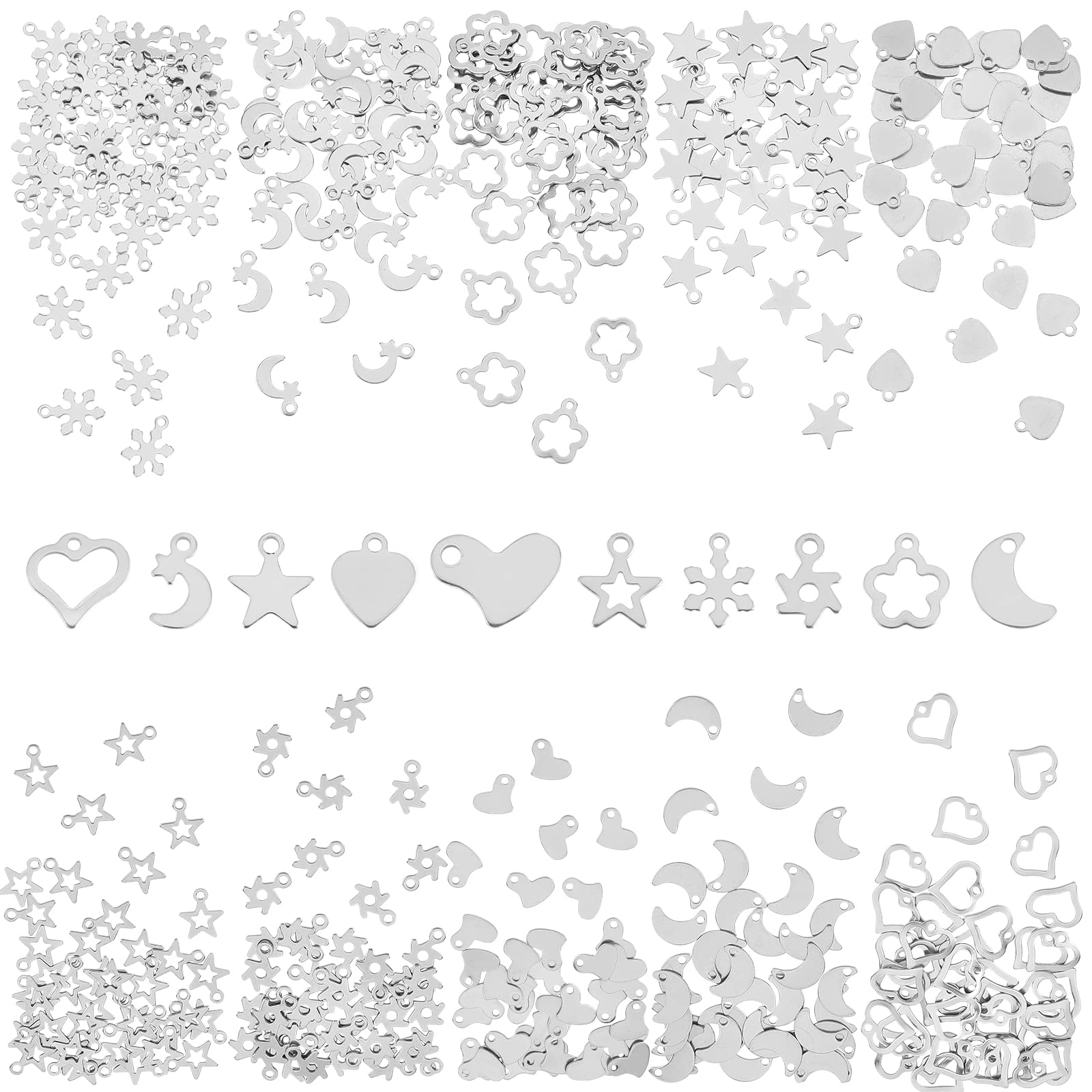 UNICRAFTALE Star/Cross/Flower/Butterfly/Clover Stainless Steel Beads Mixed Shape Gold Pendants Hypoallergenic Charm for DIY Jewelry Making, Stainless Steel
