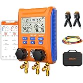 Elitech LMG-10W Wireless HVAC Manifold with Data Logging | Bluetooth remote monitoring, Mobile app integration, Refrigerant Hoses, Temperature Clamps