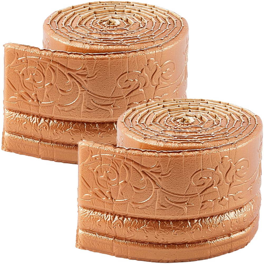 GORGECFAFT 2 Rolls 2.3mx10cm Peel and Stick Chocolate 3D Wall Edging Foam Crown Molding Flexible Wallpaper Border Mirror Edging Frame Line Wall Base Ceiling Baseboard for Home DIY Furniture Home Decor