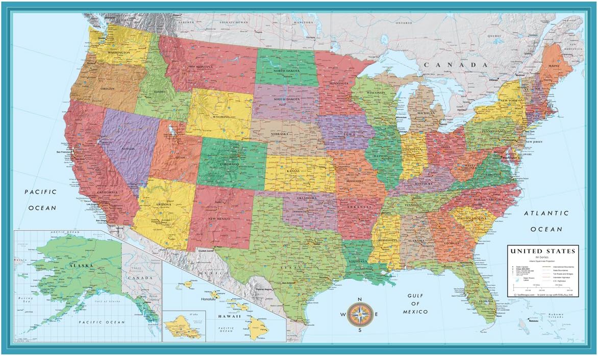 Stupell Industries Mapa De Estados Unidos Abreviaturas Y Capitales De Estado Tonos Juguetones
