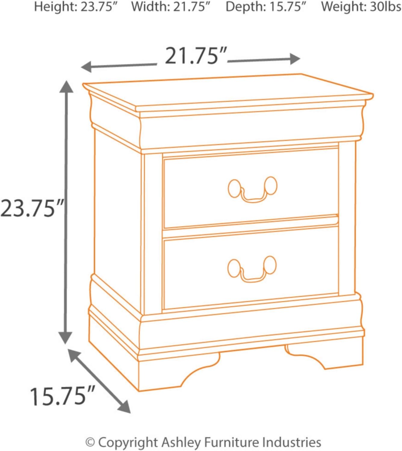 Ashley Furniture Signature Design - Alisdair Nightstand - 2 Drawers - Traditional - Rectangular - Dark Brown: Furniture & Decor